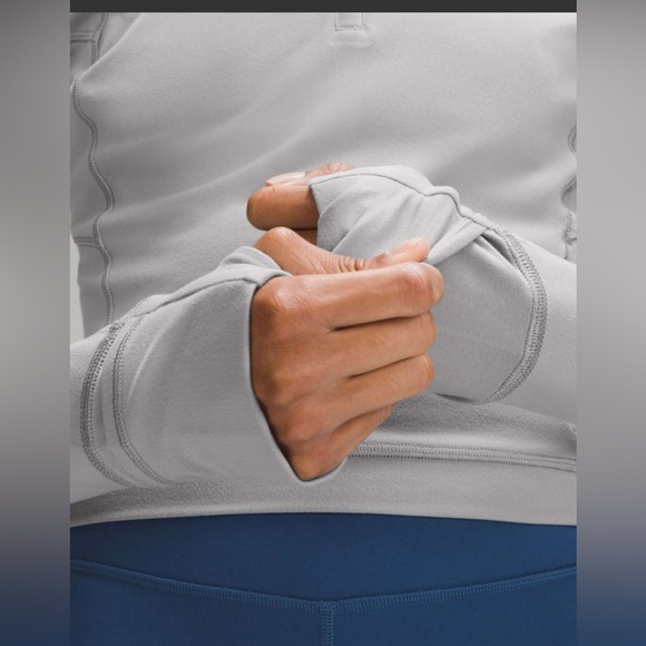Lululemon Its Rulu Run Cropped Half Zip Rhino Grey Size 8 - Picture 3 of 8
